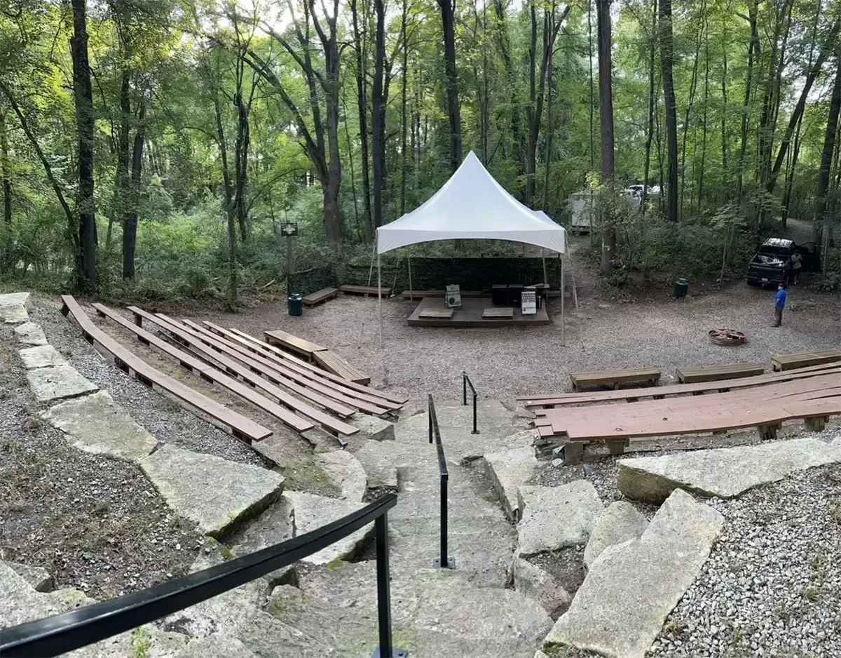 Small frame event tents with tables and chairs for graduation celebrations