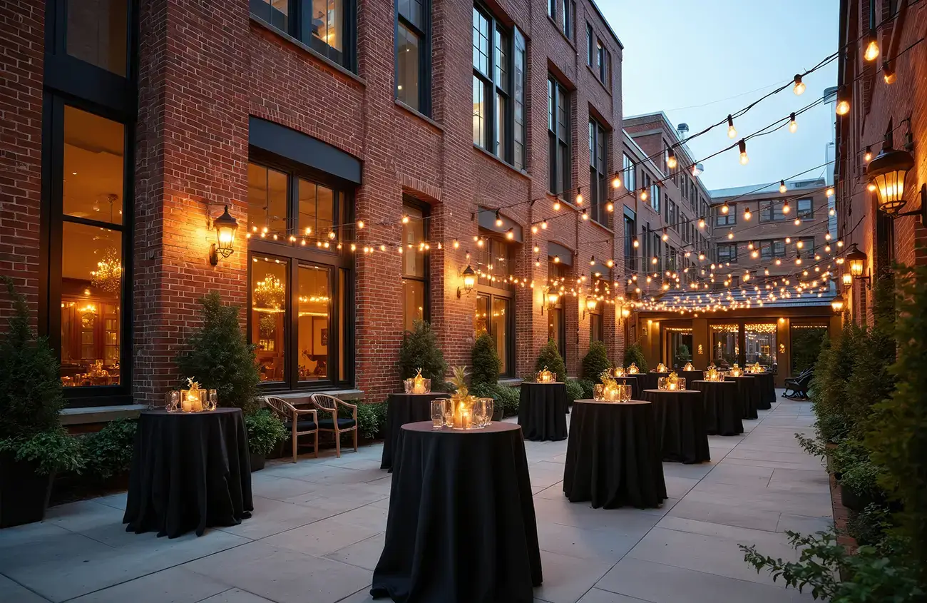 Table and chair rentals for cocktail areas at corporate events