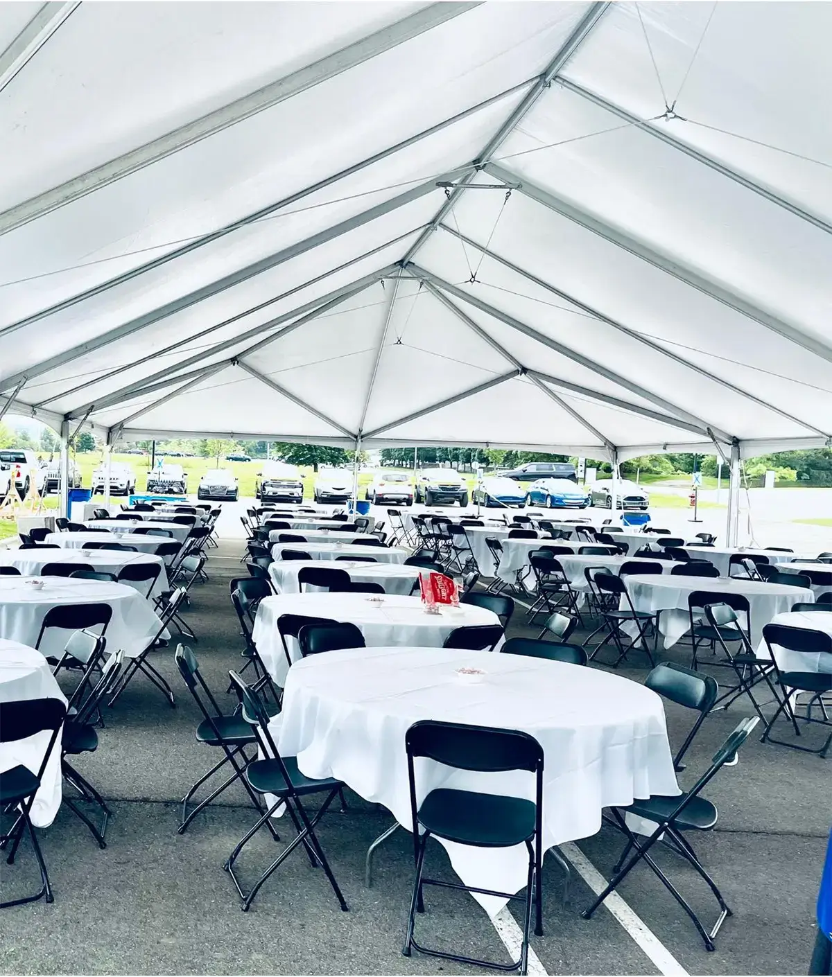 Large frame party tent rental for backyard celebrations